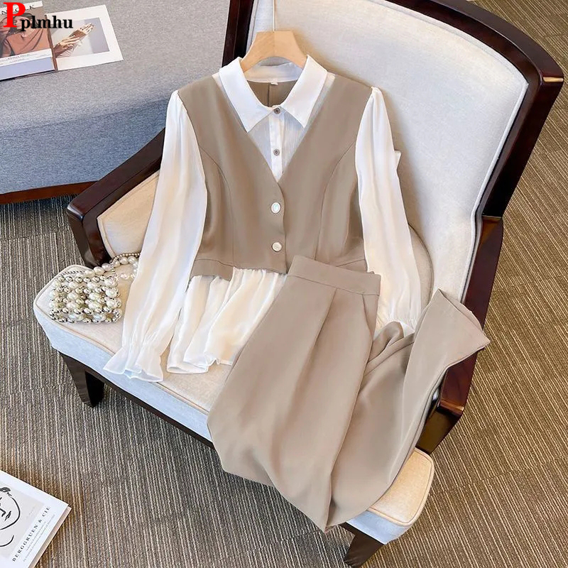 Women'S Formal Wear Suit - Korean Chiffon 2 Pieces Sets Slim