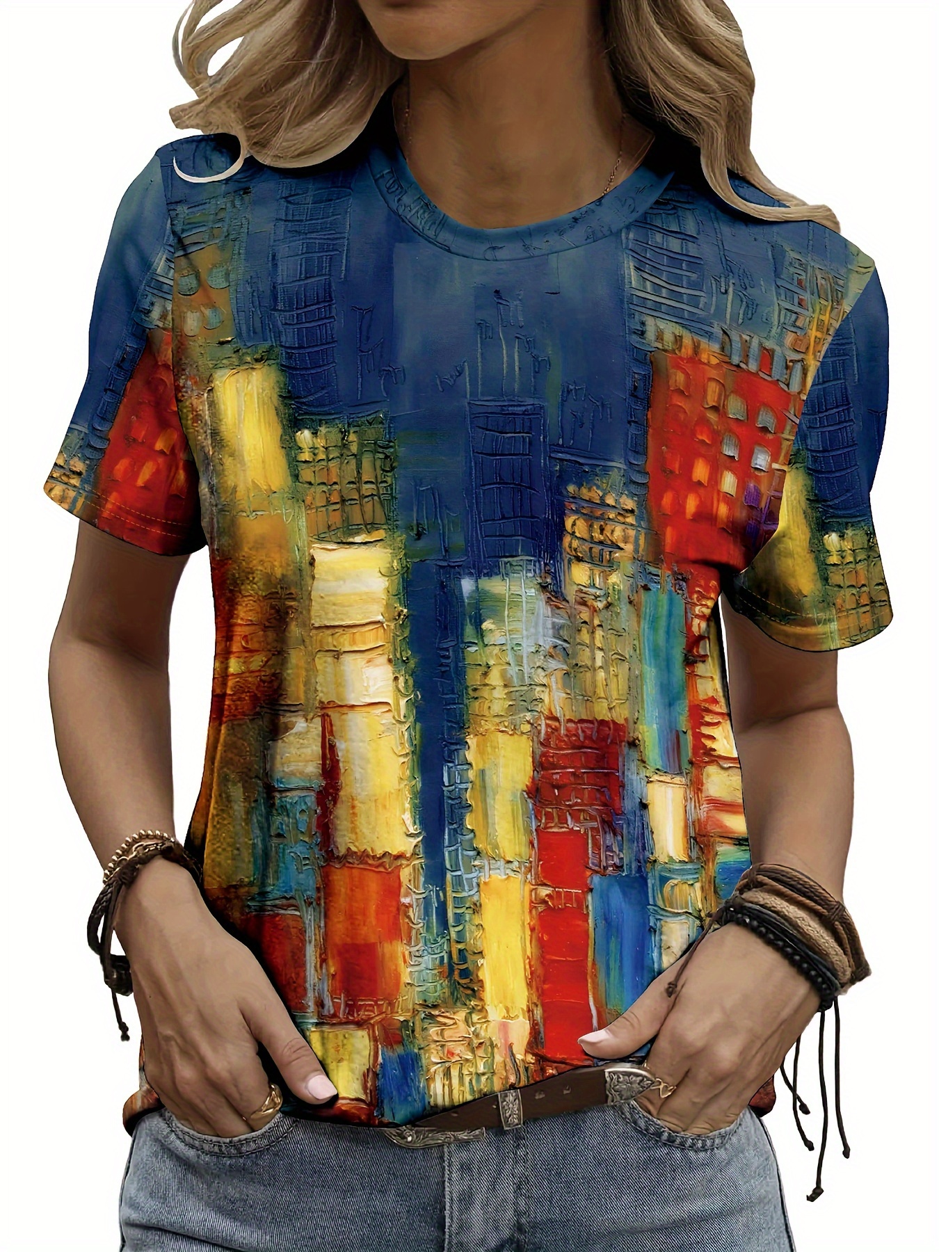 Women'S Formal Day Wear - Vibrant Cityscape Women's Tee - Abstract
