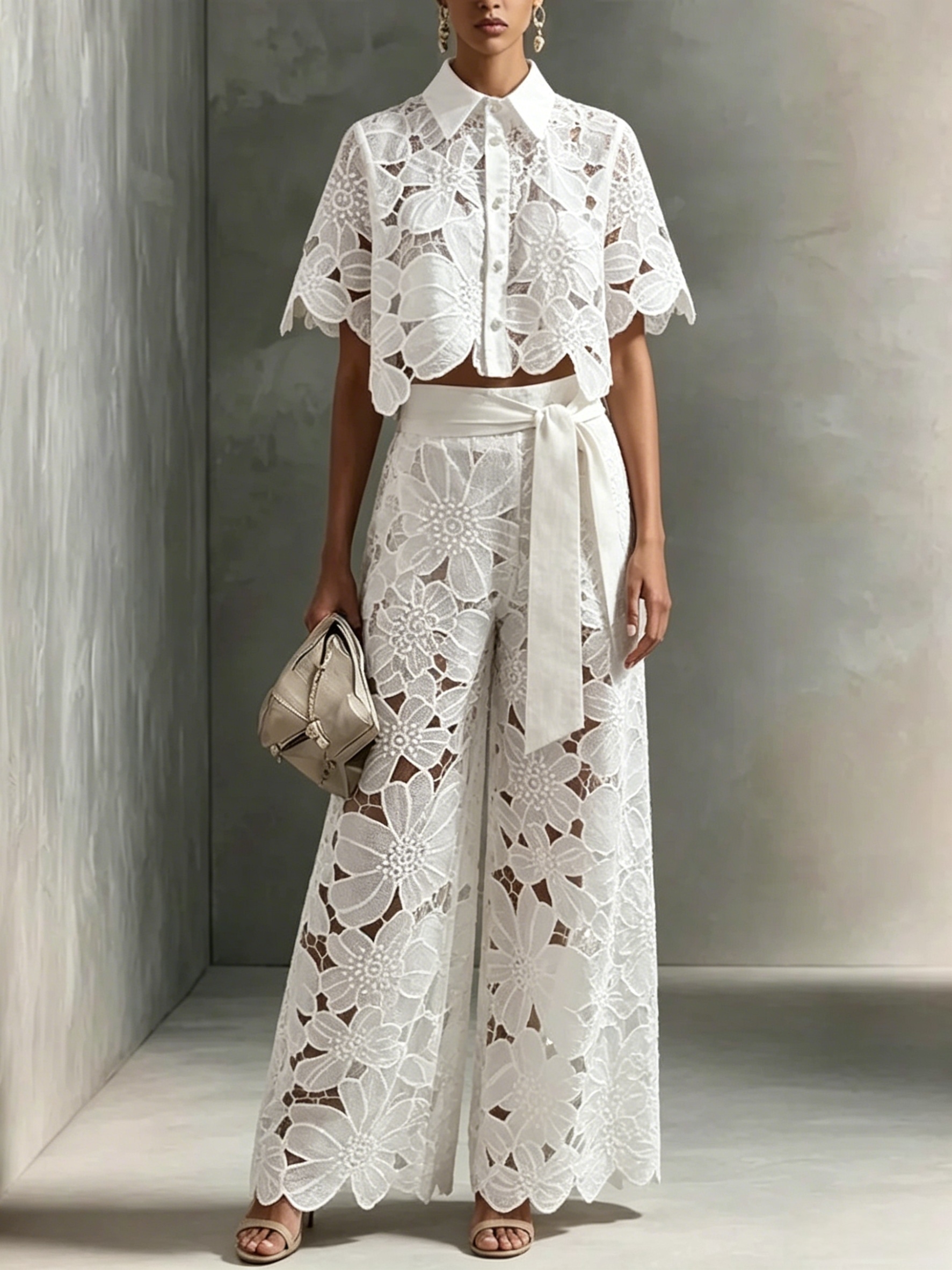 Women'S Formal Wear Suit - Elegant Women's Sets Sexy Lace Hollow