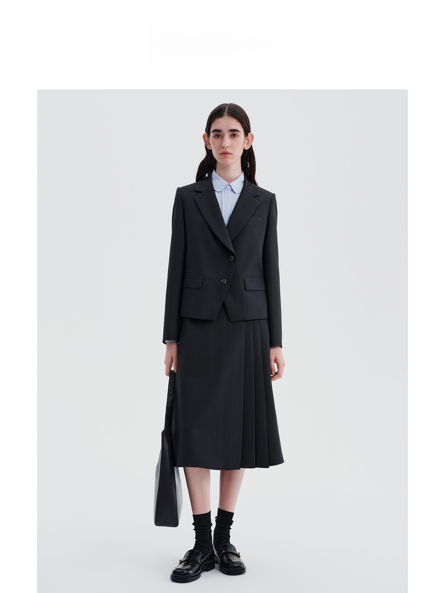 Women Formal Wear For Interview - Deep Grey Suit Jacket And Half