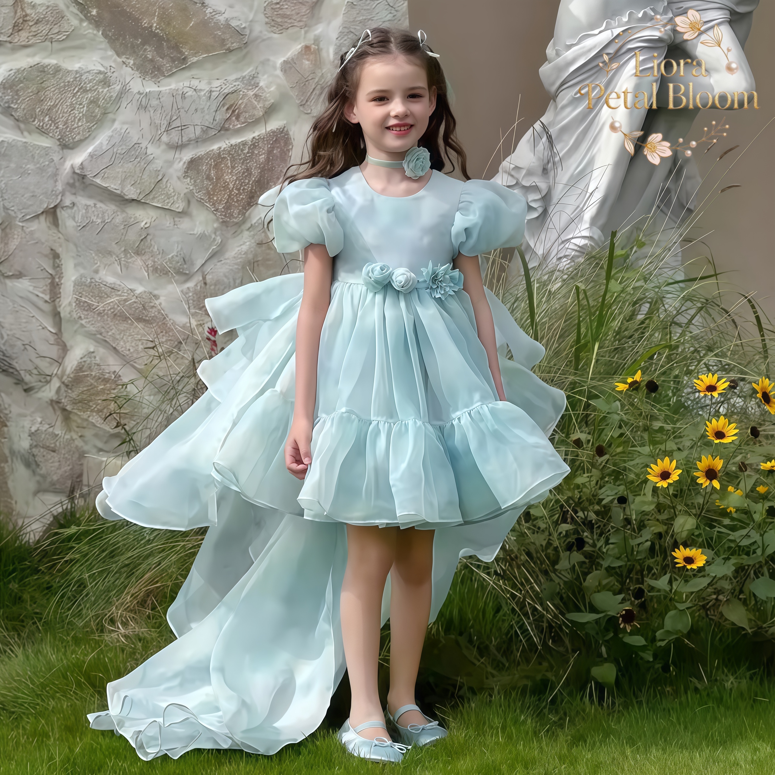 Formal Wear Women Us - Blue Tulle Gown Girls' Bow Party