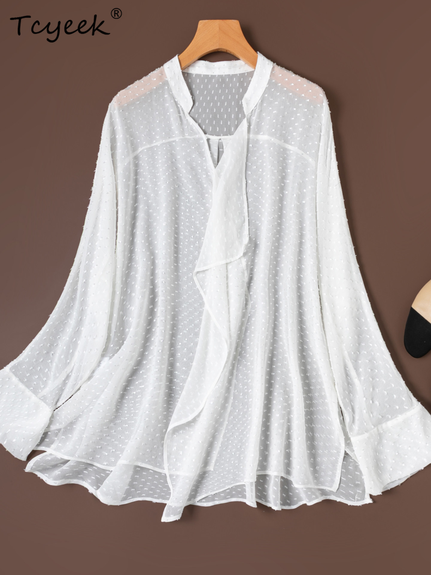 Tcyeek 100% Mulberry Silk Blou - Silk Blouse Button ulasan dan harga