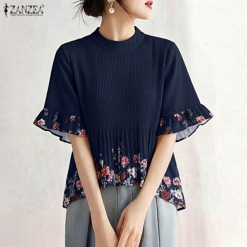 ZANZEA Women Summer Bohemain H - Silk Blouse Button ulasan dan harga