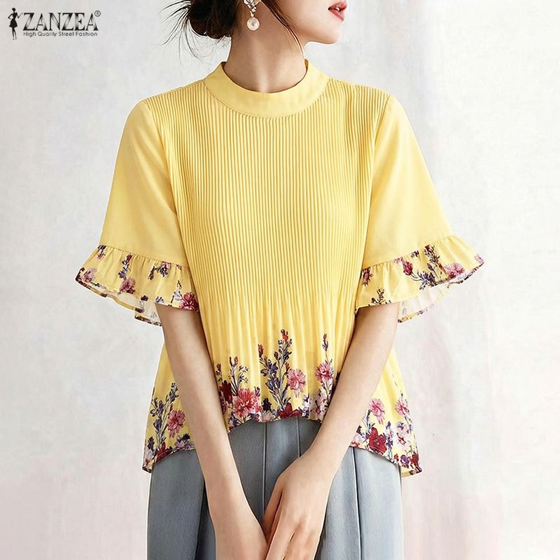 ZANZEA Women Summer Bohemain H - Silk Blouse Button ulasan dan harga