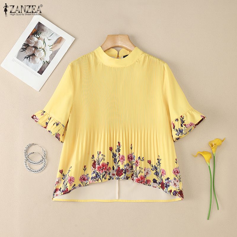 ZANZEA Women Summer Bohemain H - Silk Blouse Button ulasan dan harga