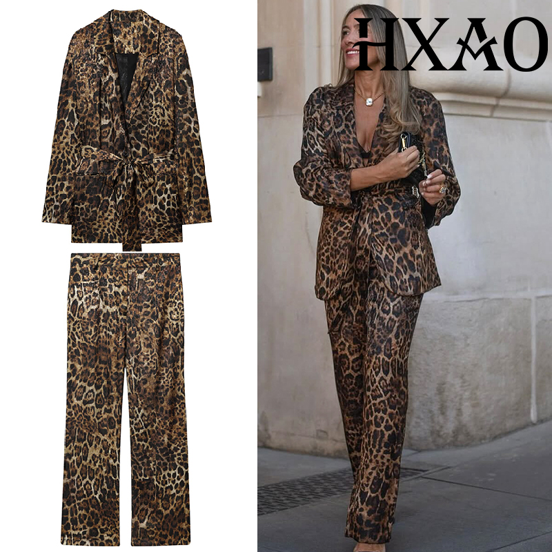 HXAO Leopard Pants Sets 2 Piec - Women'S Formal Wear Suit ulasan dan harga