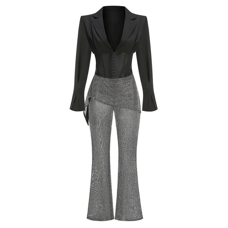 Luxury Crystals Women Suit Set - Women Formal Wear Coat ulasan dan harga