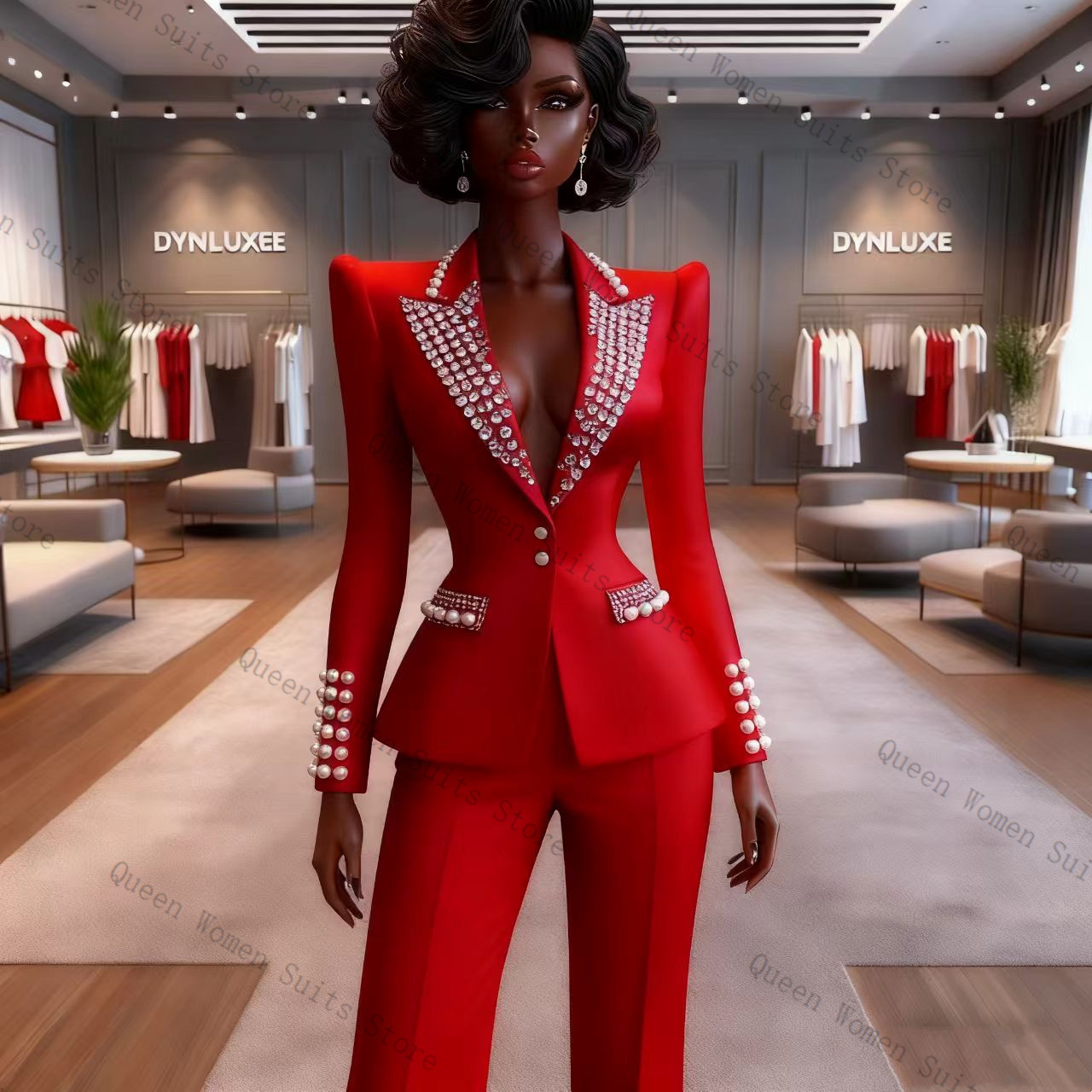 Pearls Red Women Suit Pants Se - Women Formal Wear Coat ulasan dan harga