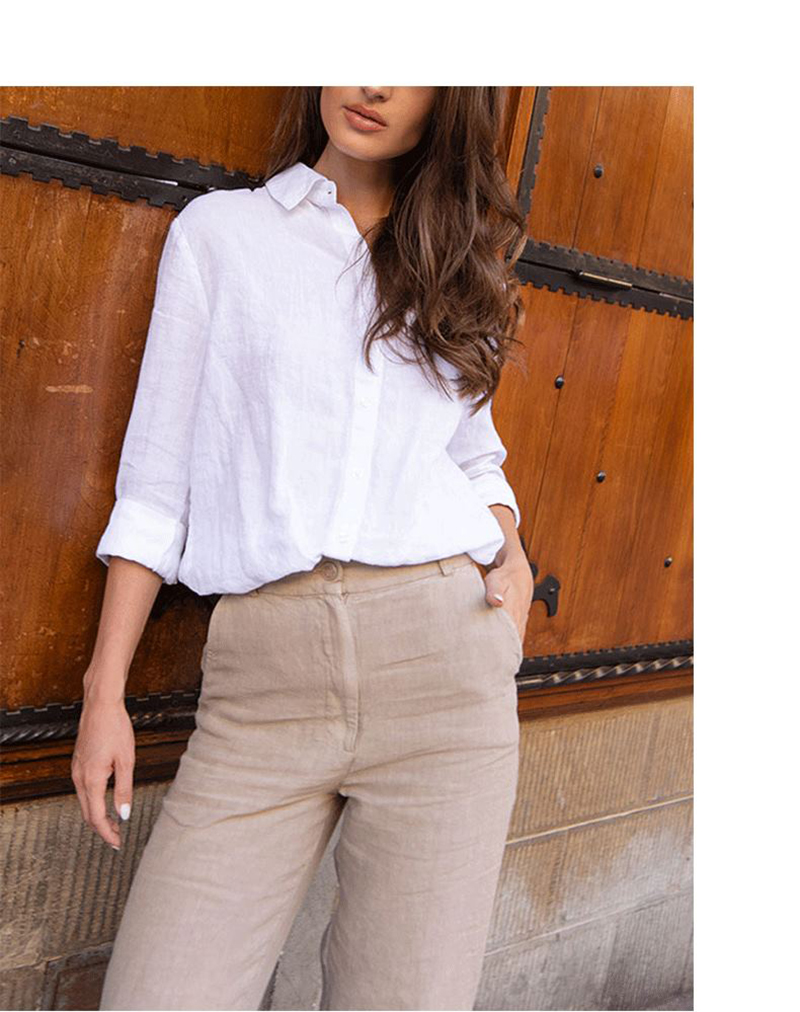 100% Linen White Shirts And Bl - Women'S Formal Wear Suit ulasan dan harga
