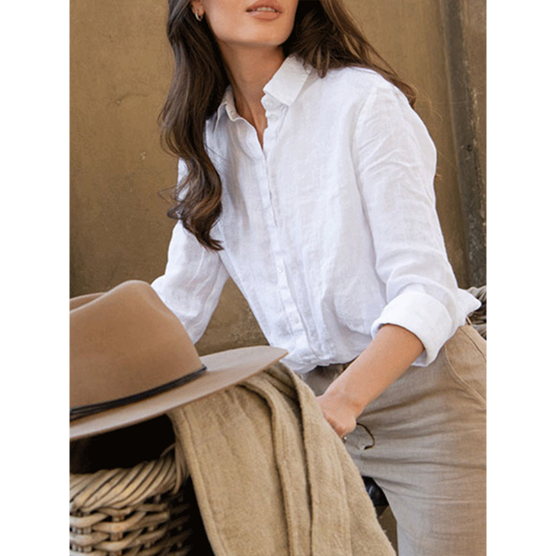 100% Linen White Shirts And Bl - Women'S Formal Wear Suit ulasan dan harga