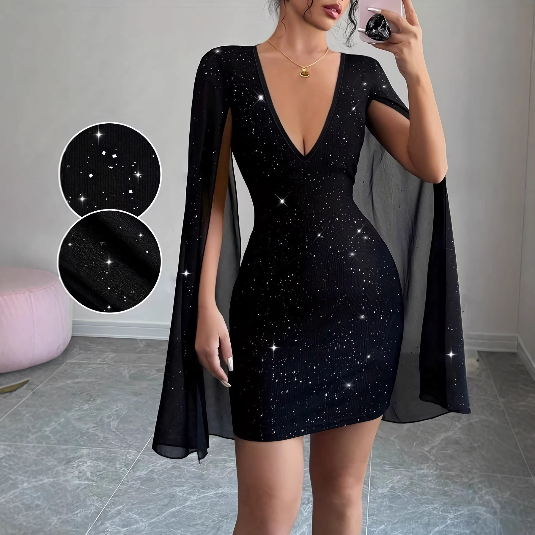 V Neck Bodycon Midi Dress Eleg - Formal Wear Women Us ulasan dan harga