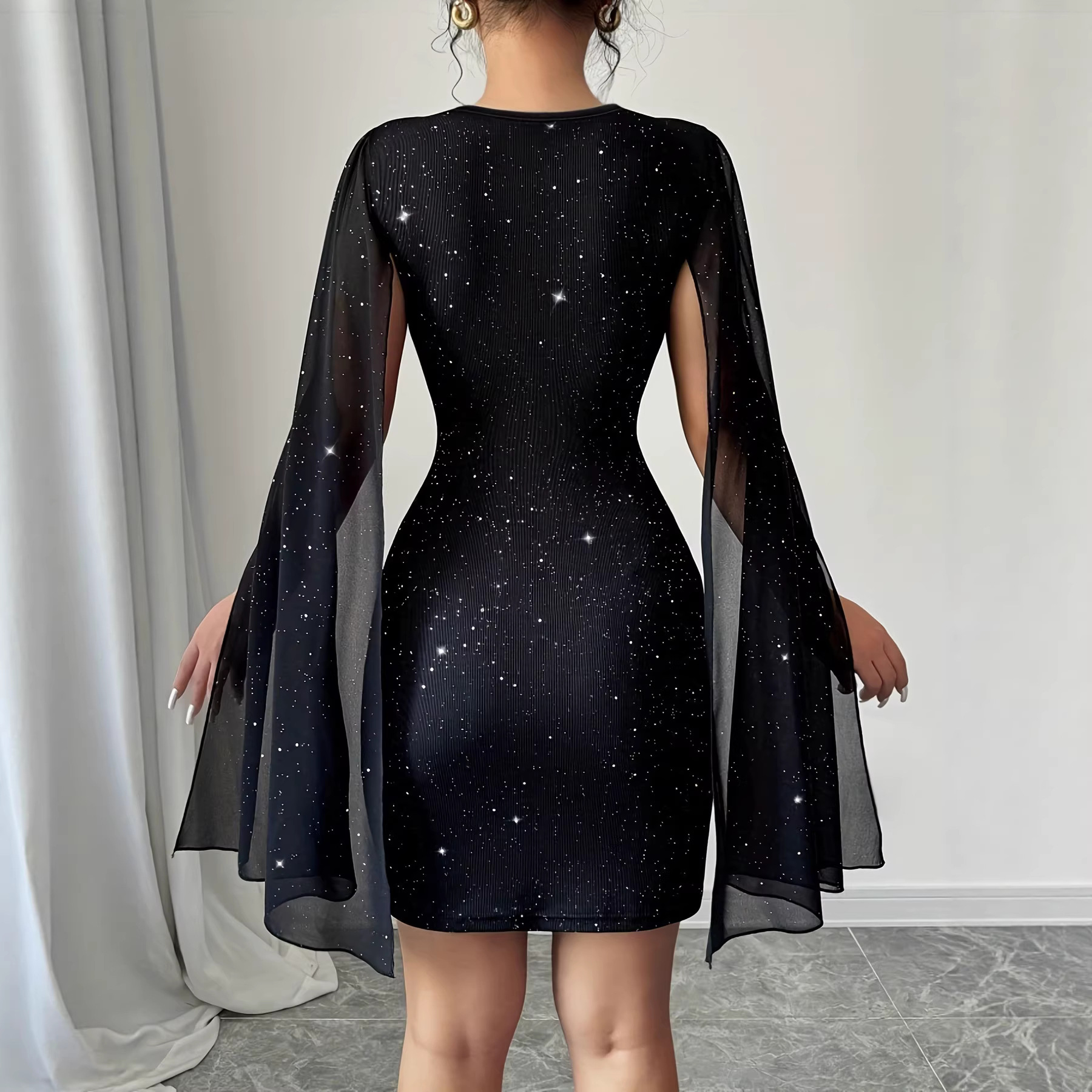 V Neck Bodycon Midi Dress Eleg - Formal Wear Women Us ulasan dan harga