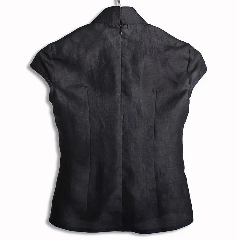 Black Short Top Qipao Fashion  - Silk Blouse Button ulasan dan harga