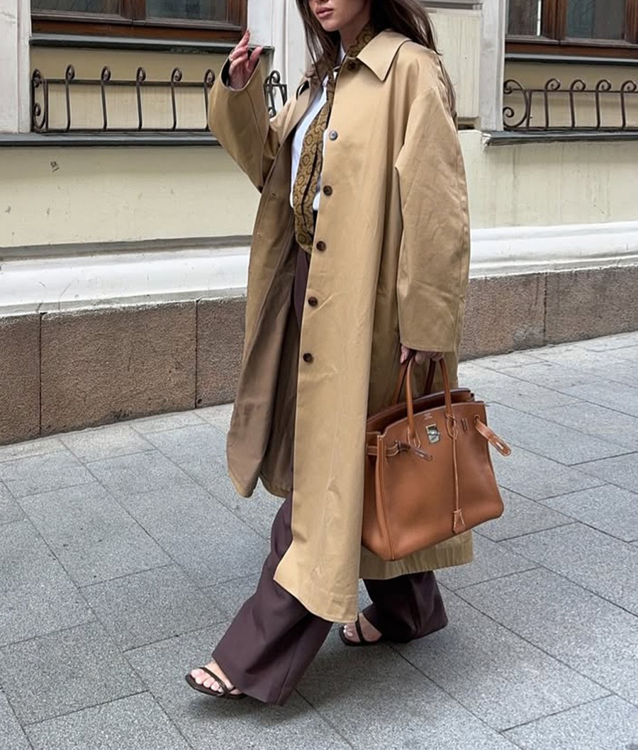 Women's Simple Long Trench Coa - Trench Coat Formal ulasan dan harga