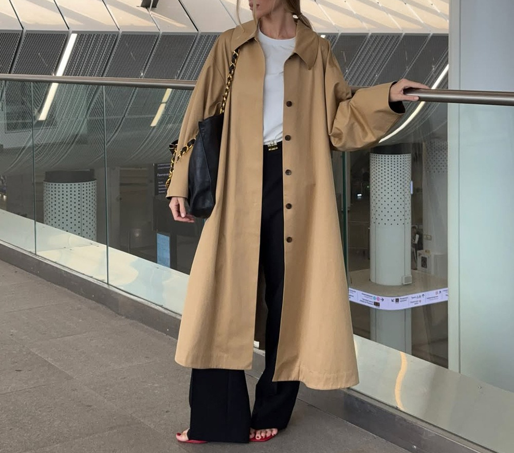 Women's Simple Long Trench Coa - Trench Coat Formal ulasan dan harga
