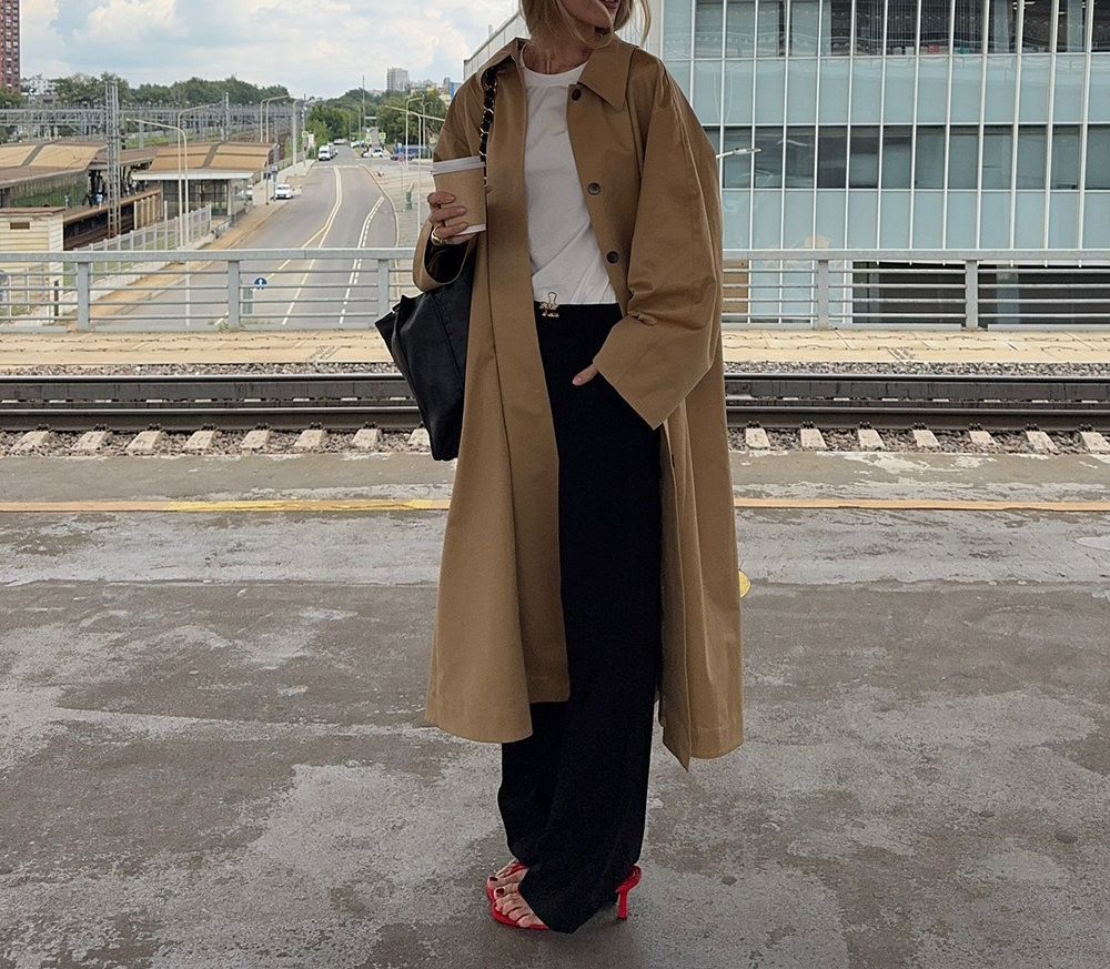 Women's Simple Long Trench Coa - Trench Coat Formal ulasan dan harga