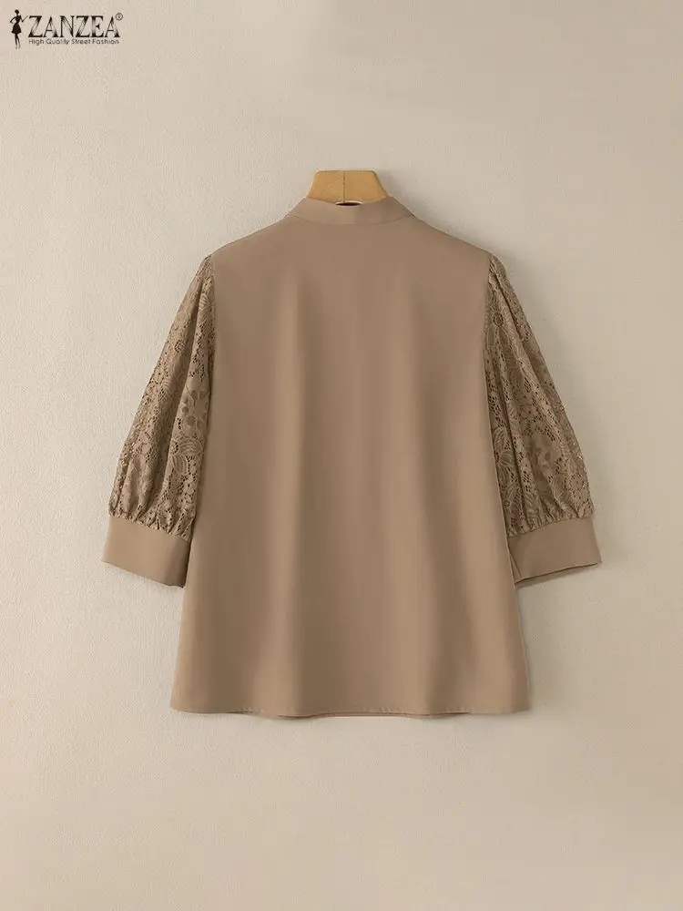 2025 ZANZEA Summer Lace Patchw - Silk Blouse Button ulasan dan harga