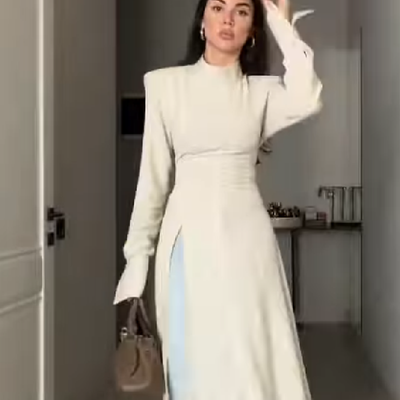 Women's Elegant High Neck Long - Women Formal Wear Dress ulasan dan harga