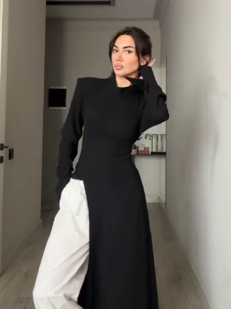 Women's Elegant High Neck Long - Women Formal Wear Dress ulasan dan harga