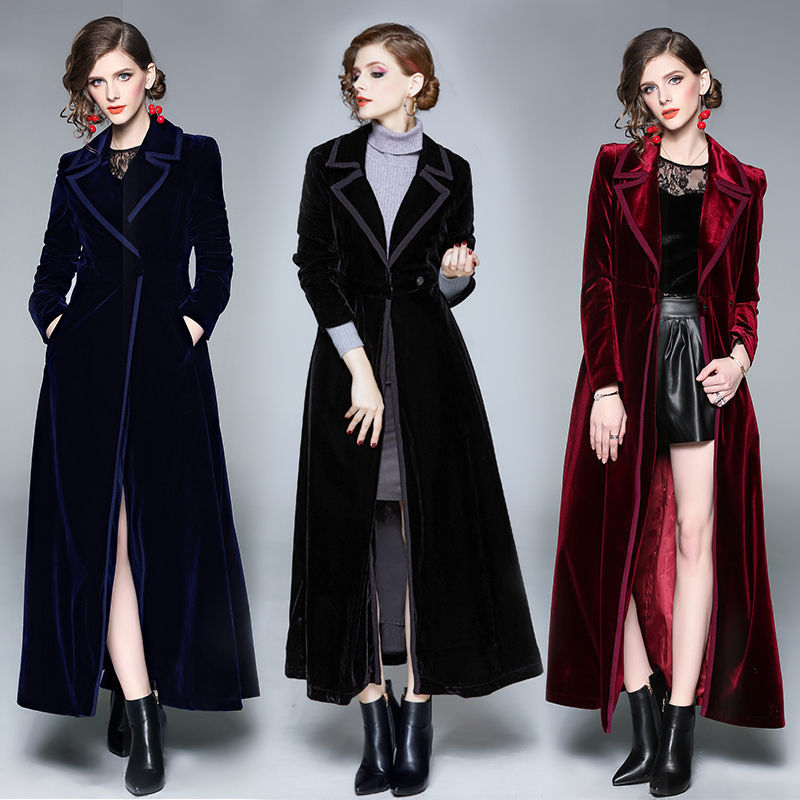Golden Velvet Long Windbreaker - Trench Coat Formal ulasan dan harga