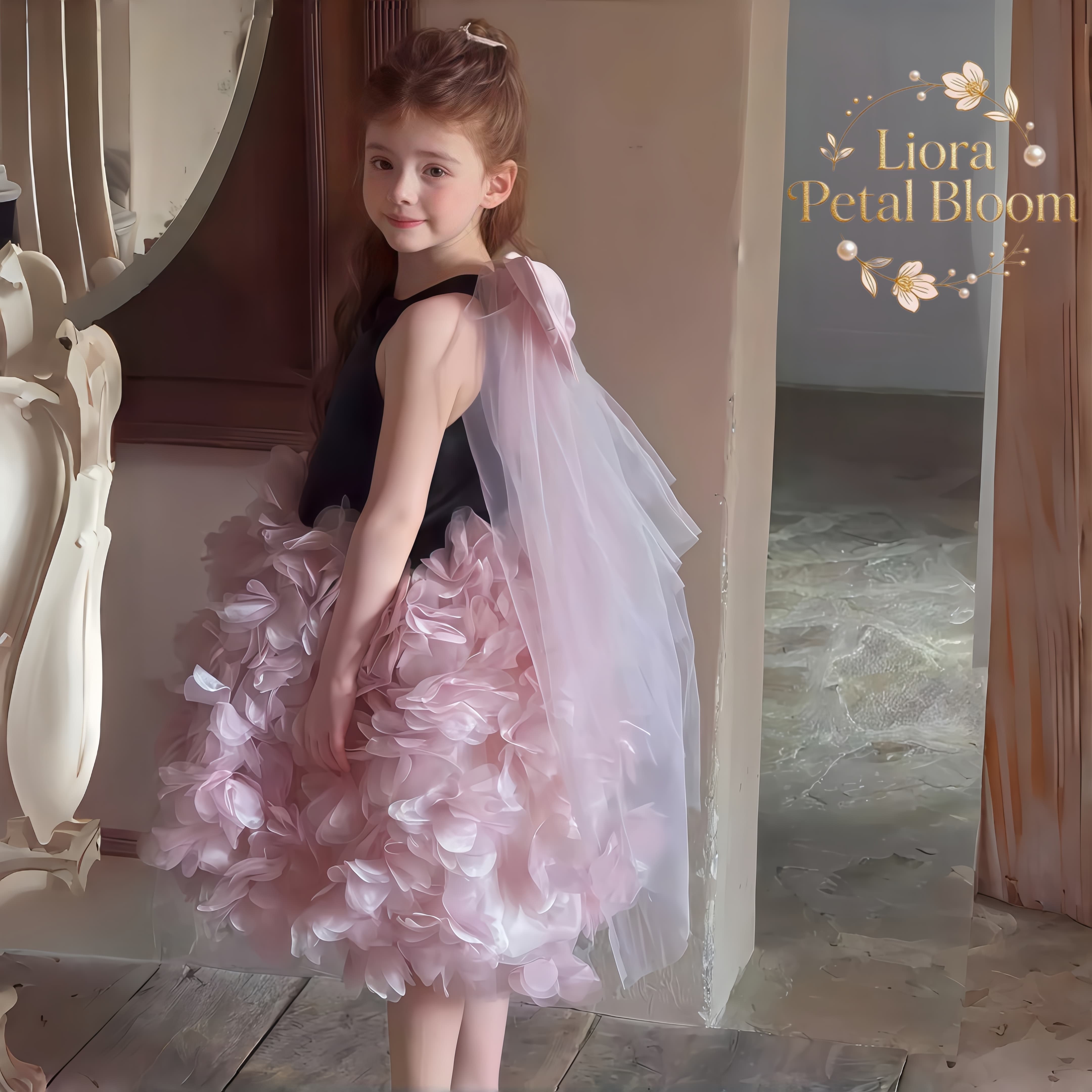 Girls' Black Floral Tulle Dres - Formal Wear Women Us ulasan dan harga
