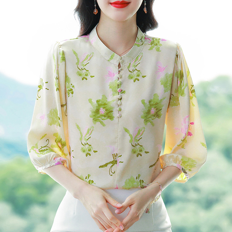 2025 Spring Summer Women Shirt - Silk Blouse Button ulasan dan harga