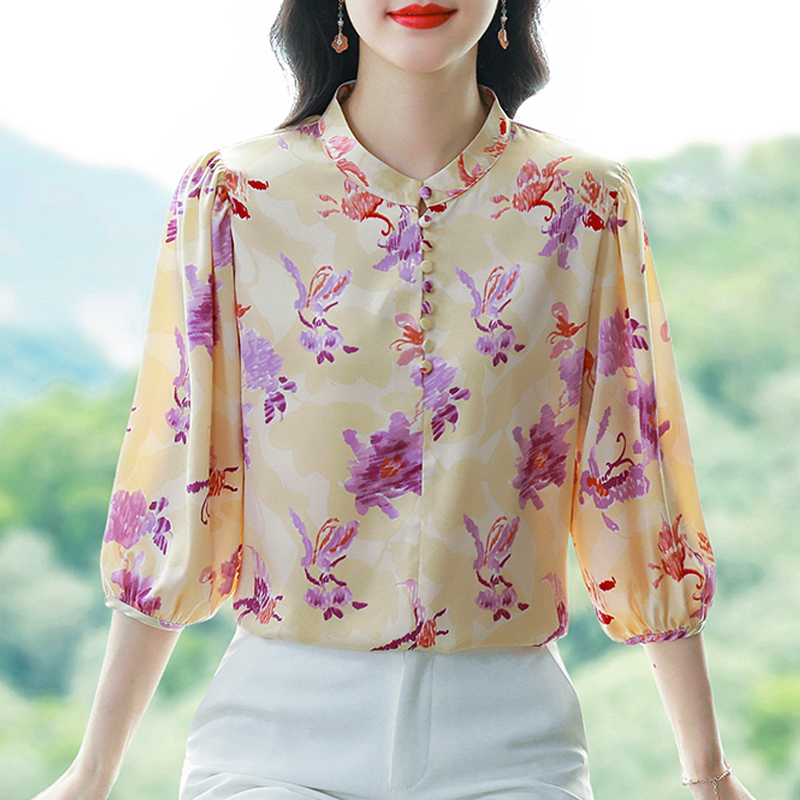 2025 Spring Summer Women Shirt - Silk Blouse Button ulasan dan harga