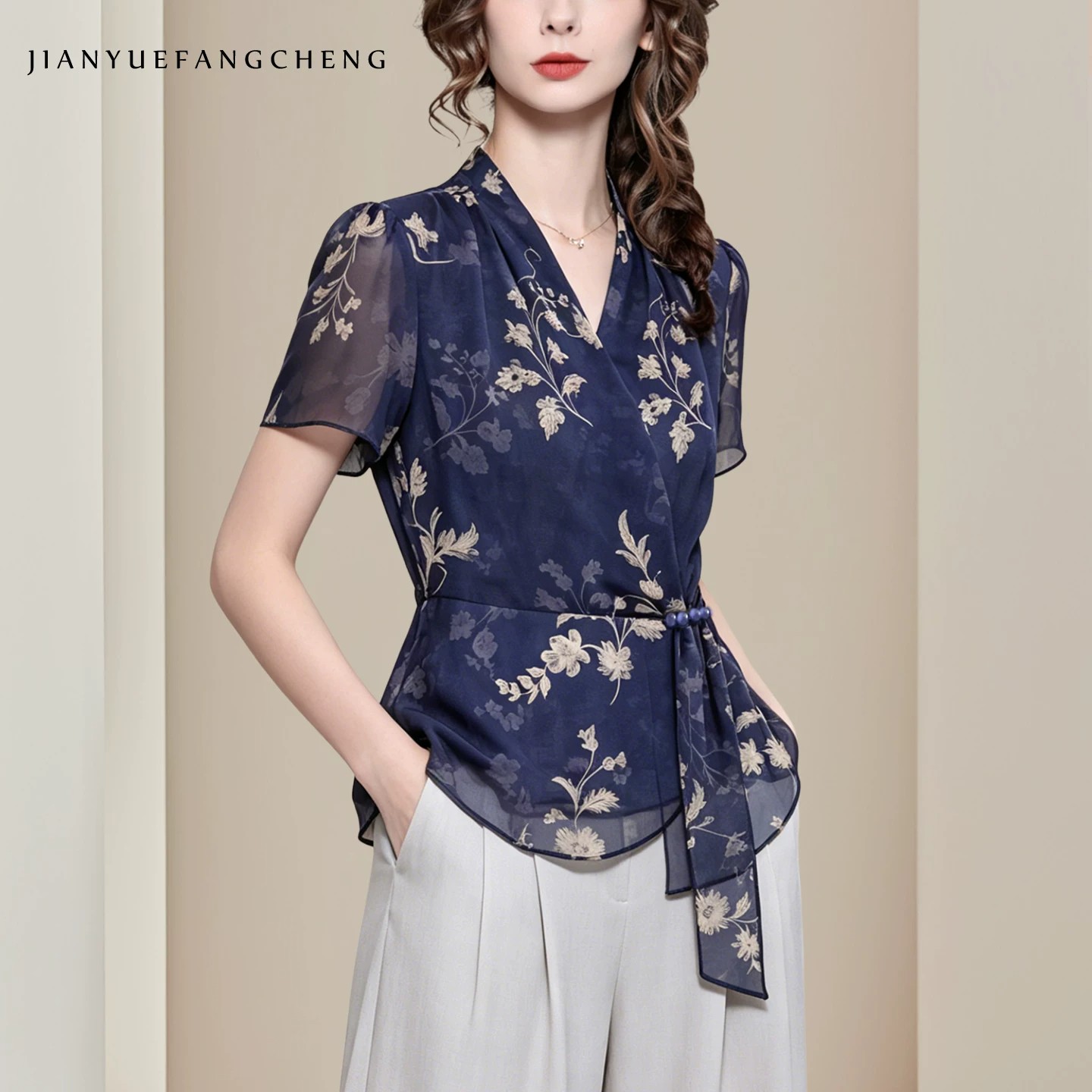 Fashion Retro Floral Print Blu - Women'S Formal Wear Suit ulasan dan harga