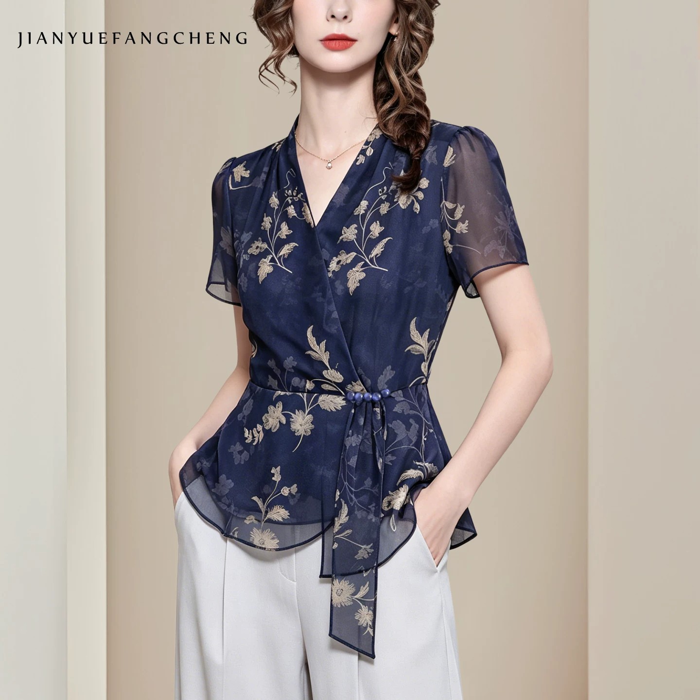 Fashion Retro Floral Print Blu - Women'S Formal Wear Suit ulasan dan harga