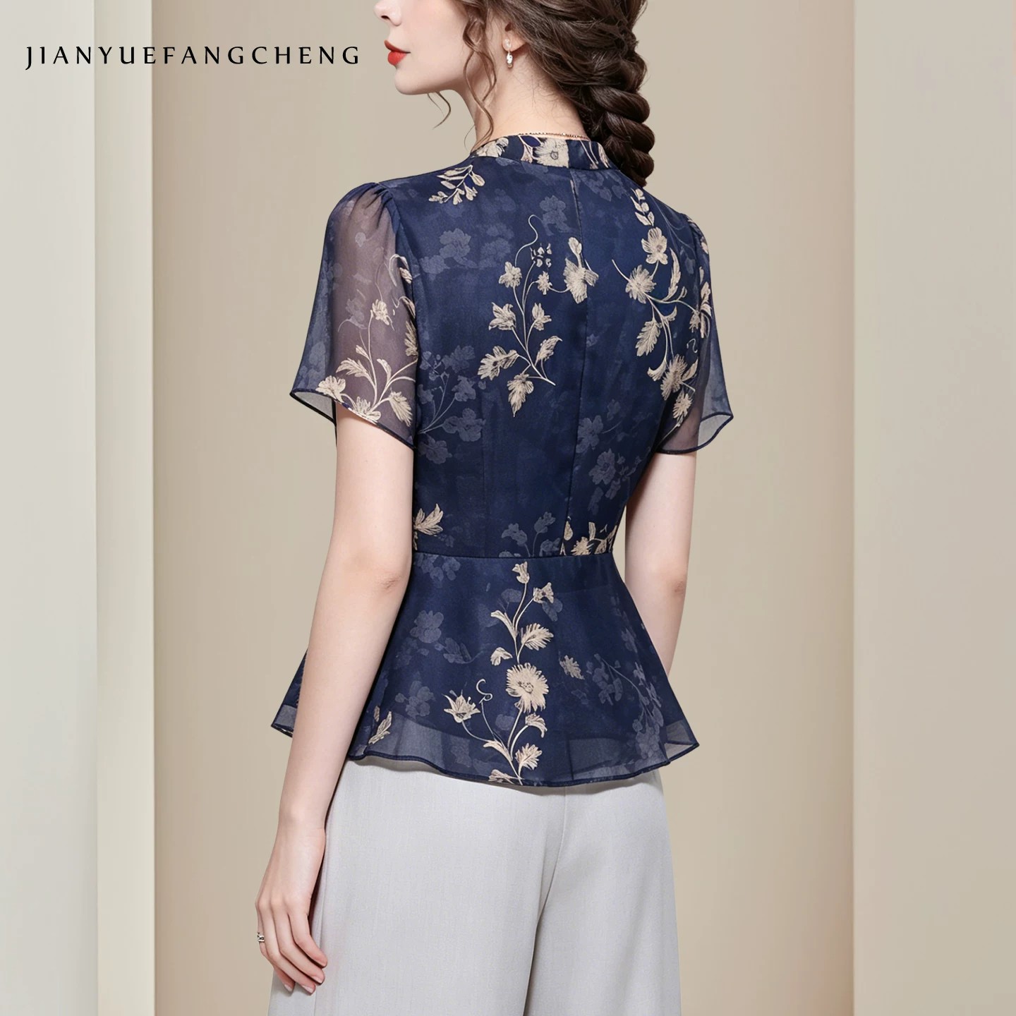 Fashion Retro Floral Print Blu - Women'S Formal Wear Suit ulasan dan harga