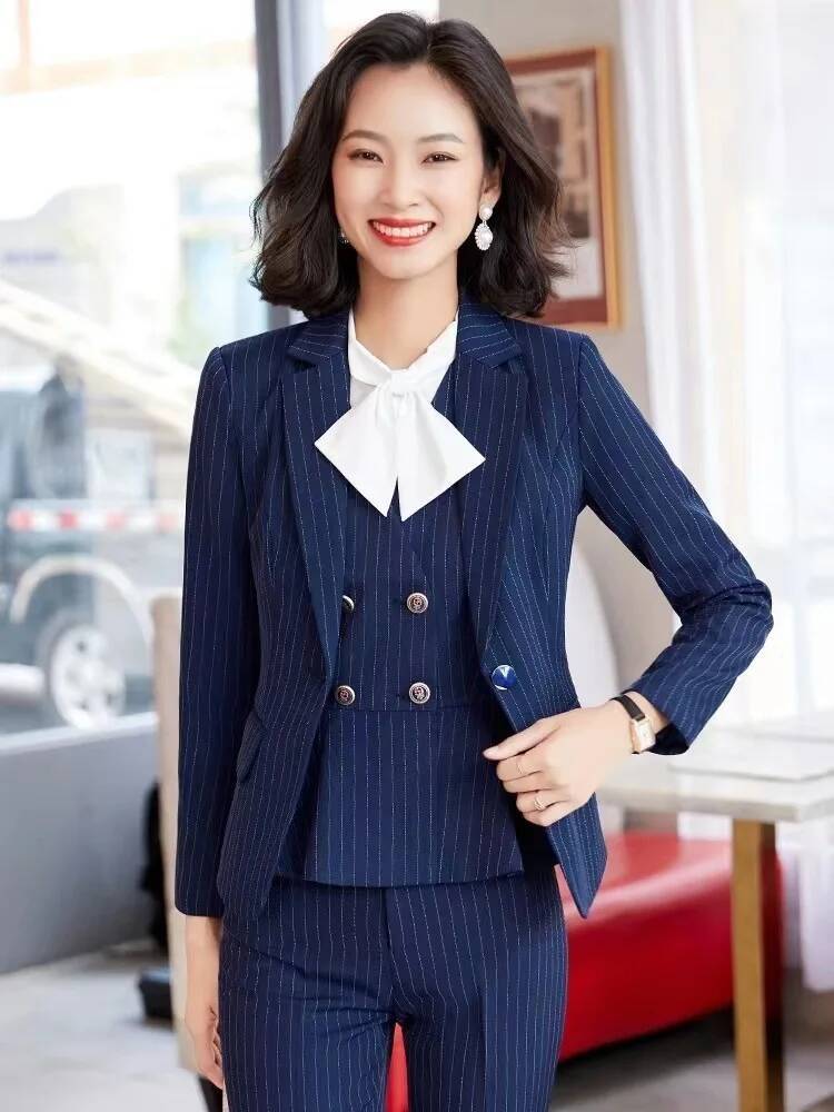 Fashion Striped Formal Busines - Women Formal Wear For Interview ulasan dan harga
