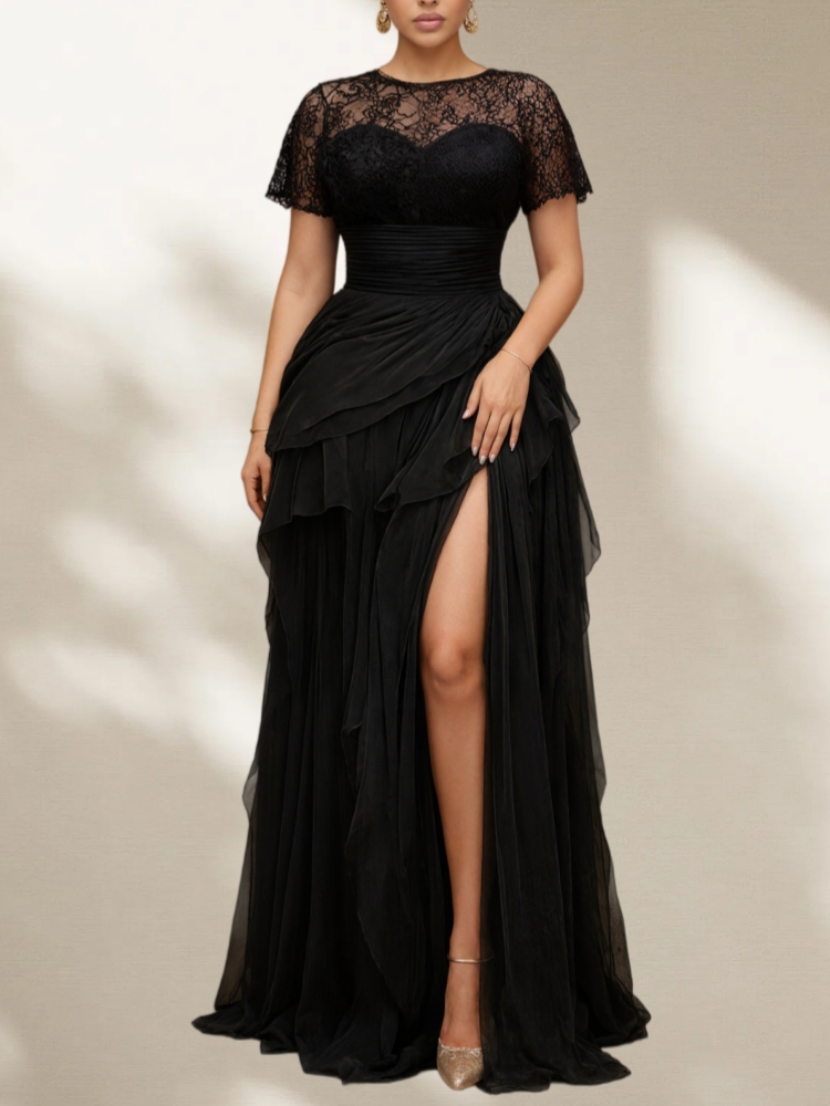 Elegant Plus Size Lace Mesh Ev - Women Formal Wear Dress ulasan dan harga