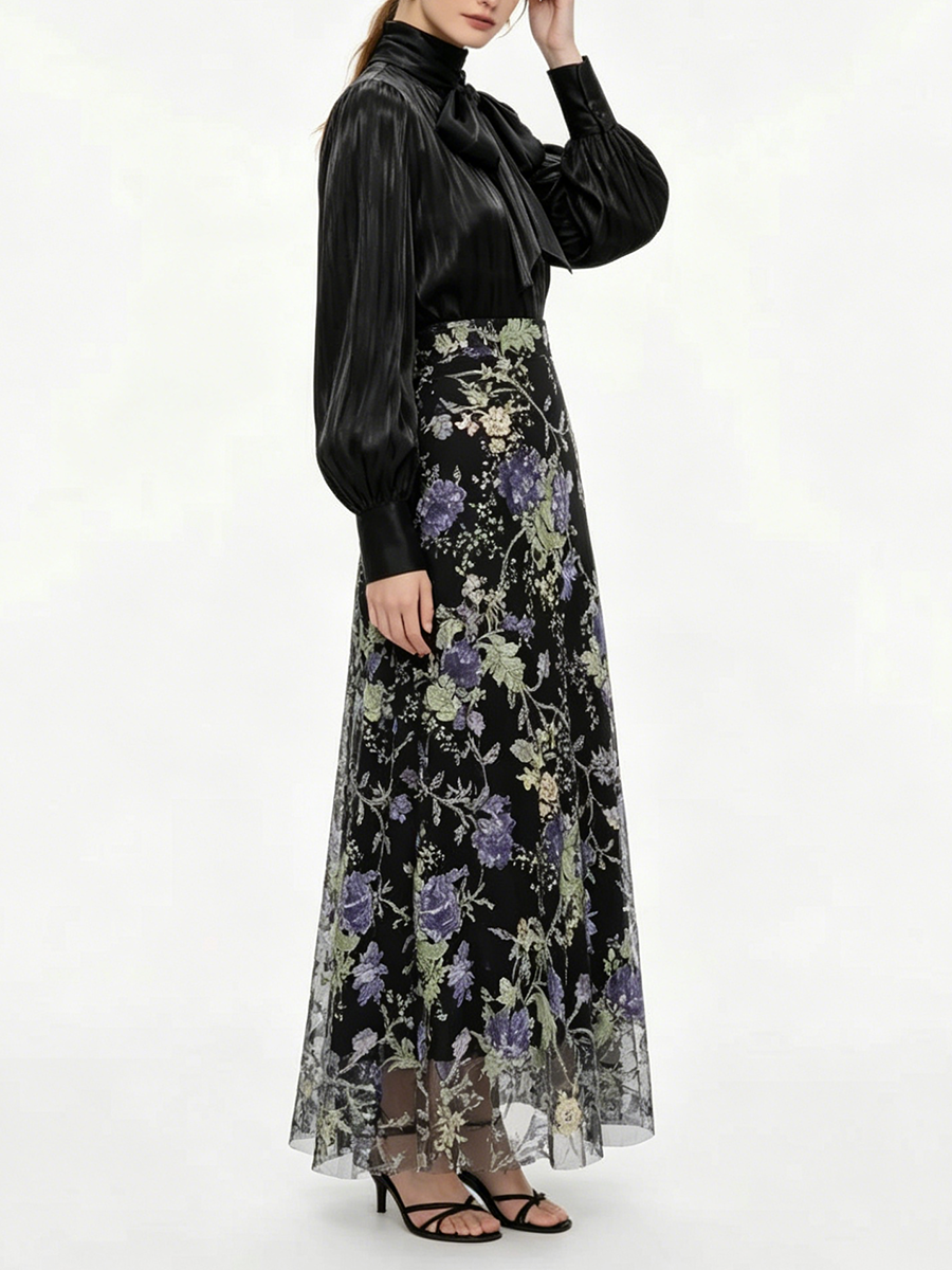 VGH Elegant Chic Black Floral  - Women'S Formal Wear Suit ulasan dan harga