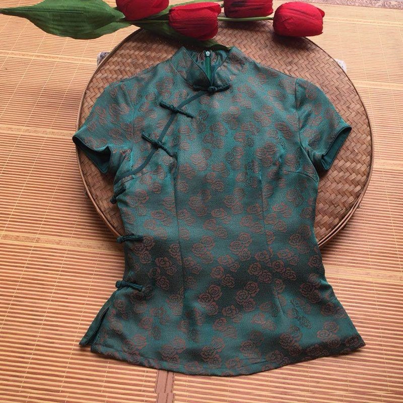 Chinese Style Chiffon Shirt St - Silk Blouse Button ulasan dan harga