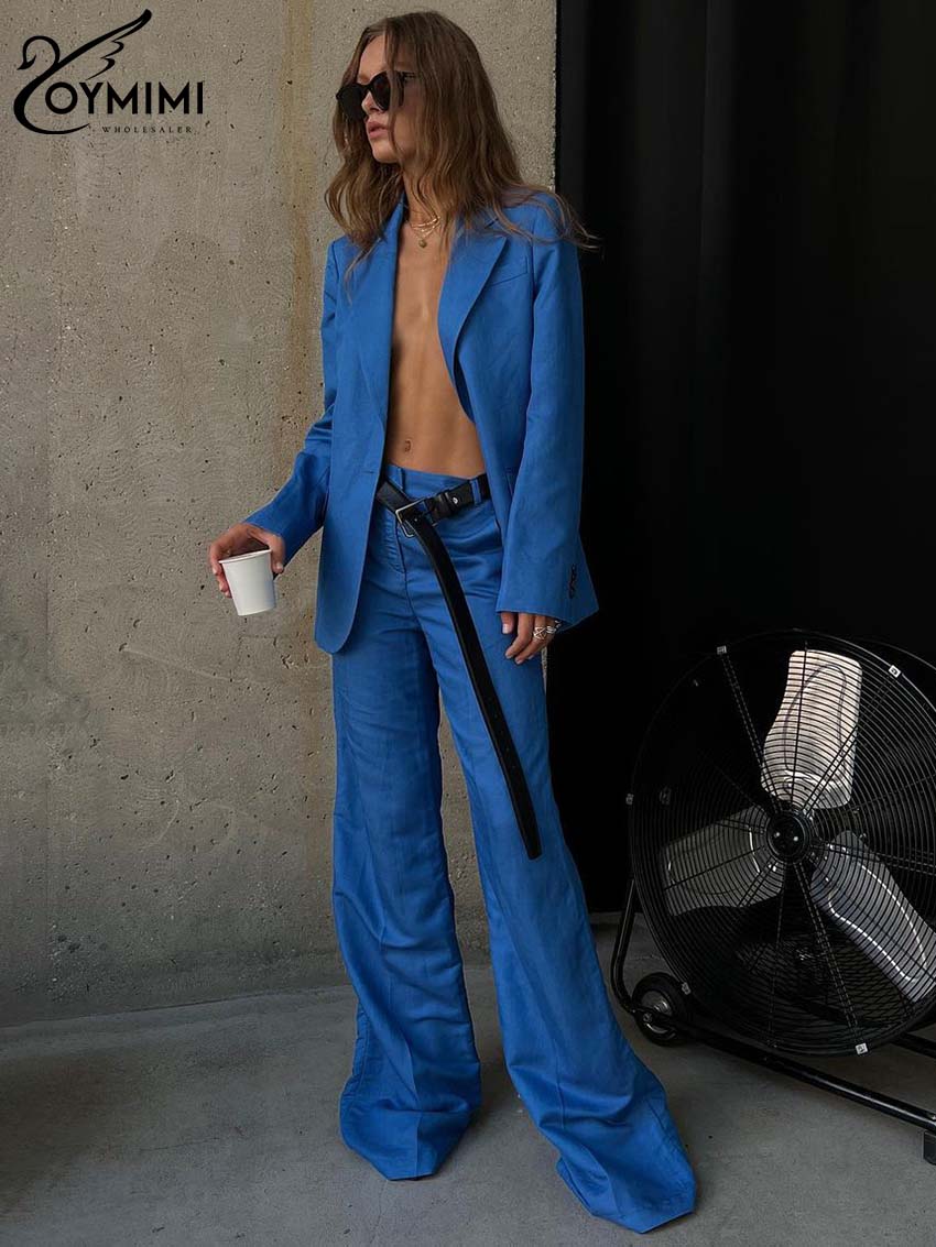 Oymimi Fashion Blue Cotton Set - Women'S Formal Wear Suit ulasan dan harga
