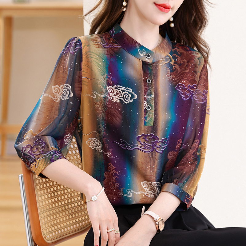 Elegant Fashion Silk Chiffon B - Silk Blouse Button ulasan dan harga