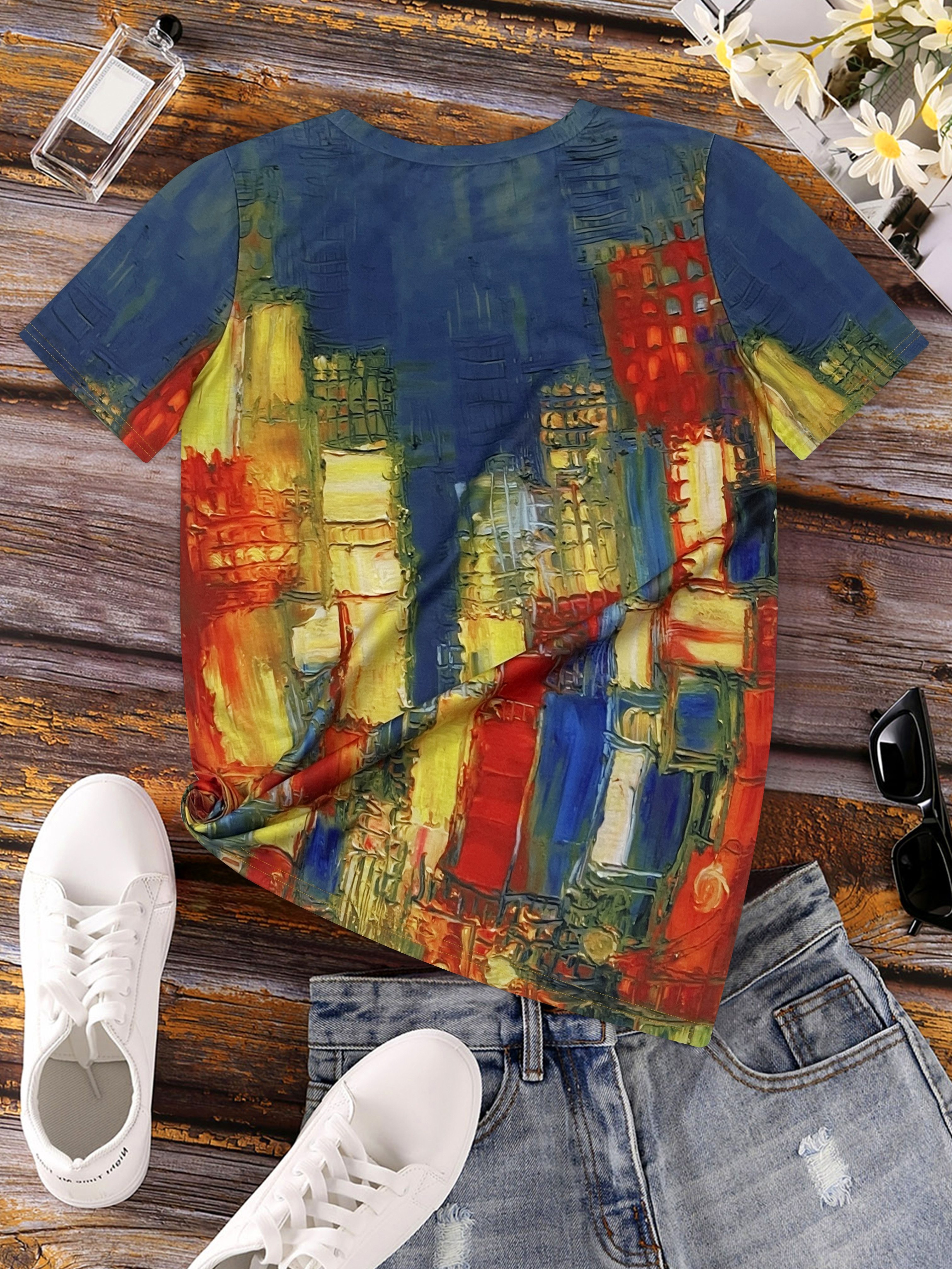 Vibrant Cityscape Women's Tee  - Women'S Formal Day Wear ulasan dan harga