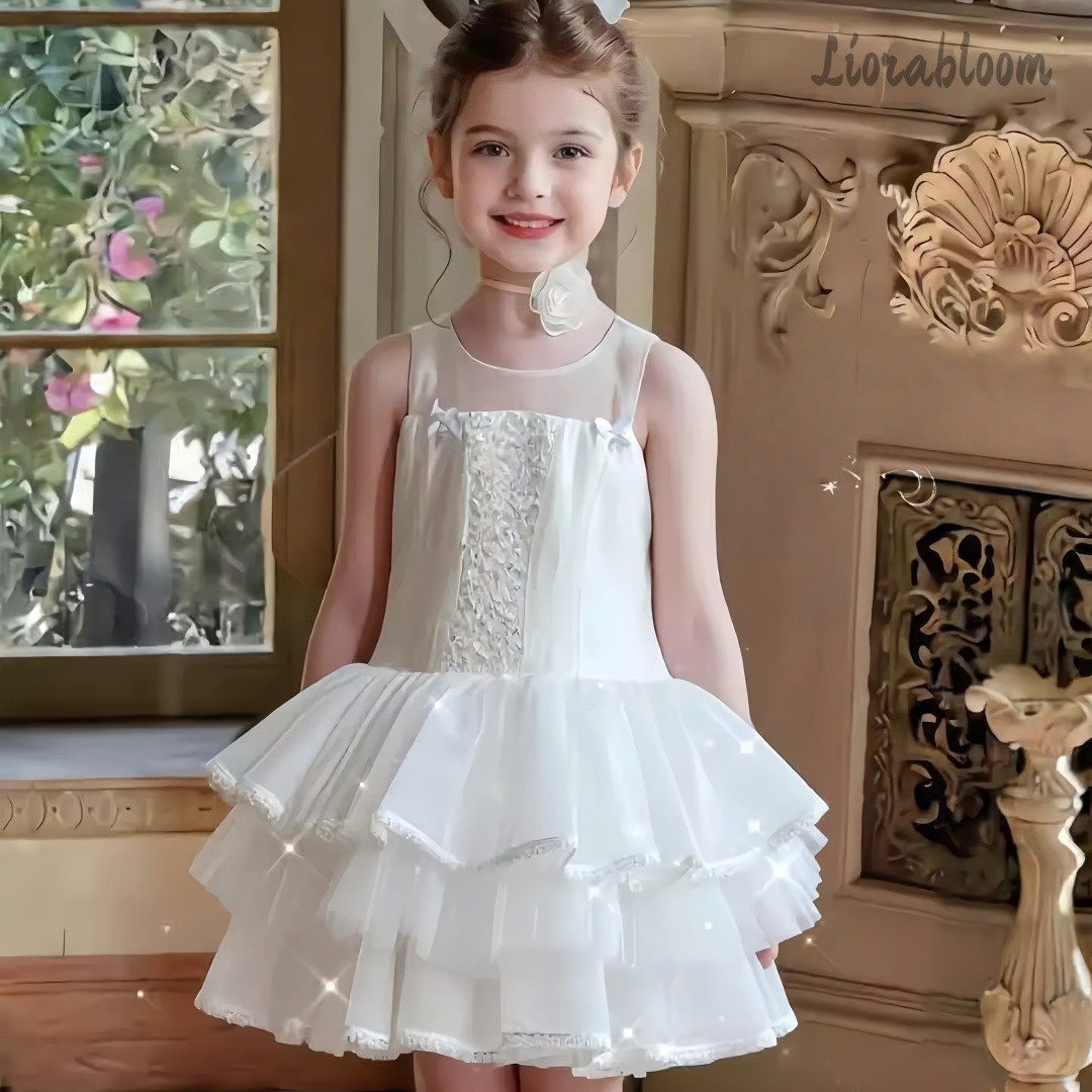 Girls' White Embroidered Forma - Formal Wear Women Us ulasan dan harga