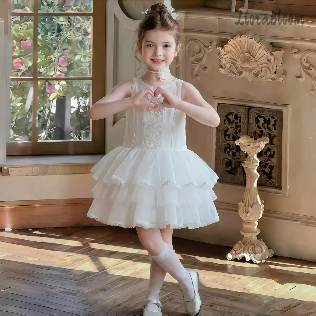 Girls' White Embroidered Forma - Formal Wear Women Us ulasan dan harga