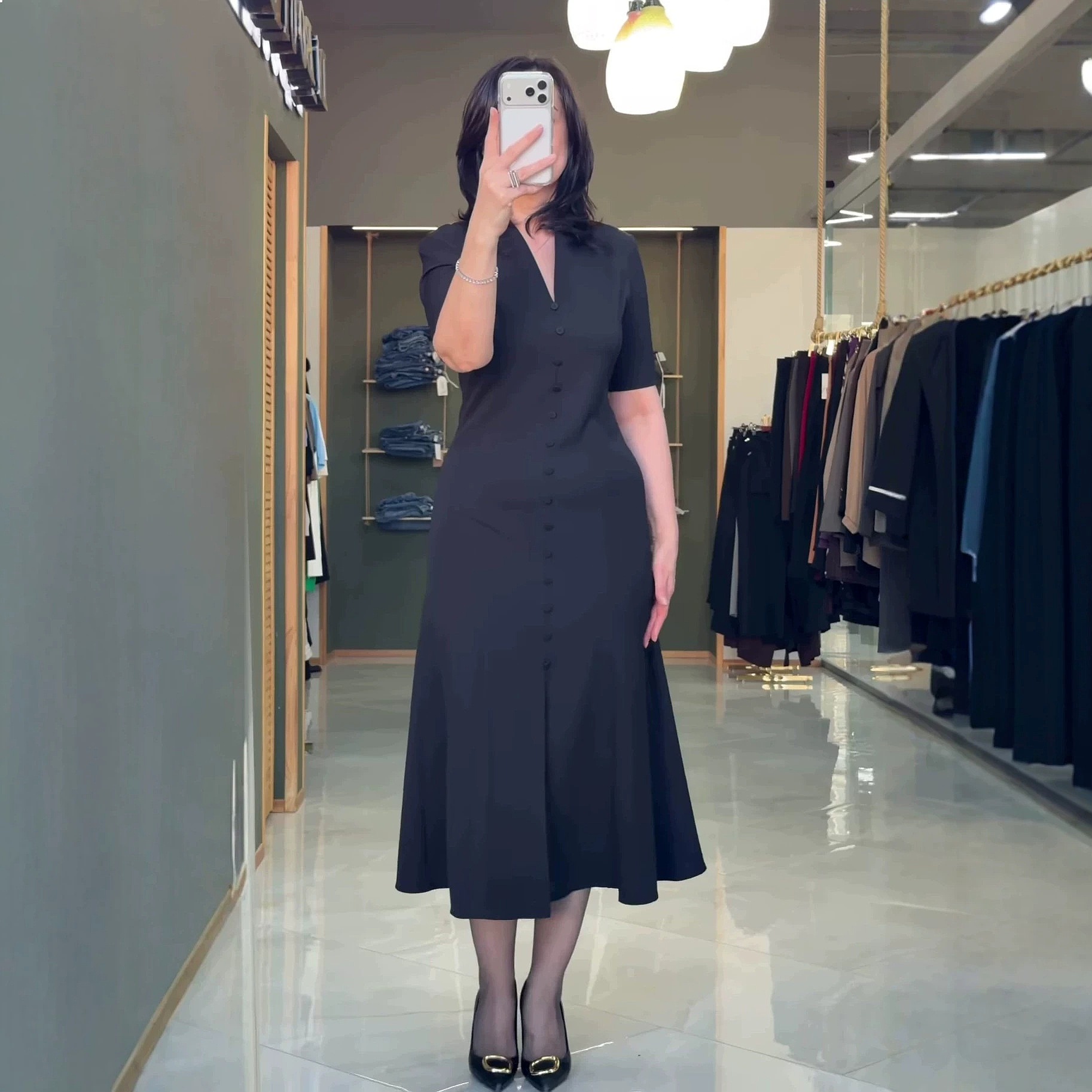 Elegant Solid Single Breasted  - Women Formal Wear Dress ulasan dan harga