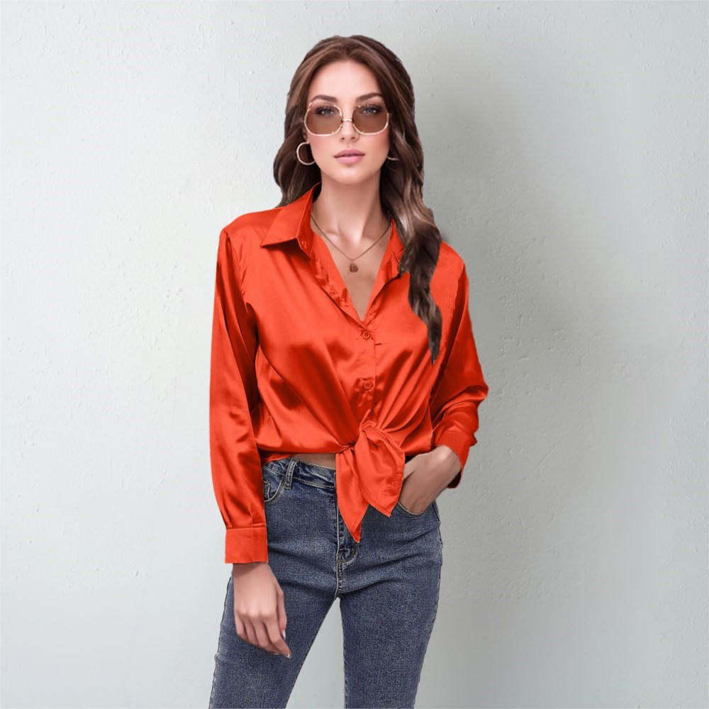 Spring Satin Shirt Women Loose - Silk Blouse Button ulasan dan harga