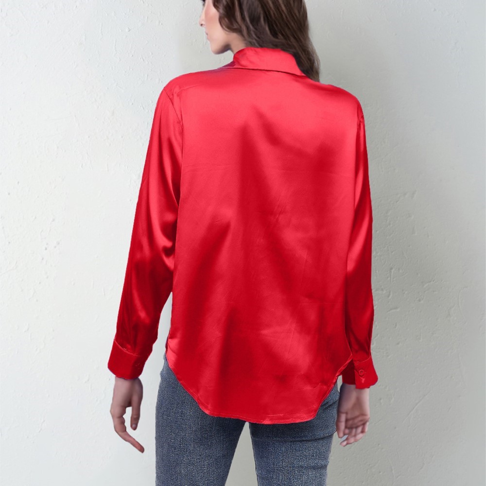 Spring Satin Shirt Women Loose - Silk Blouse Button ulasan dan harga