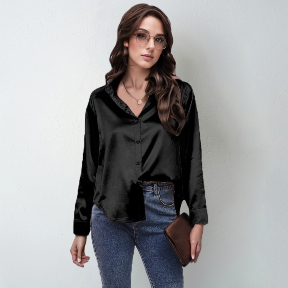 Spring Satin Shirt Women Loose - Silk Blouse Button ulasan dan harga