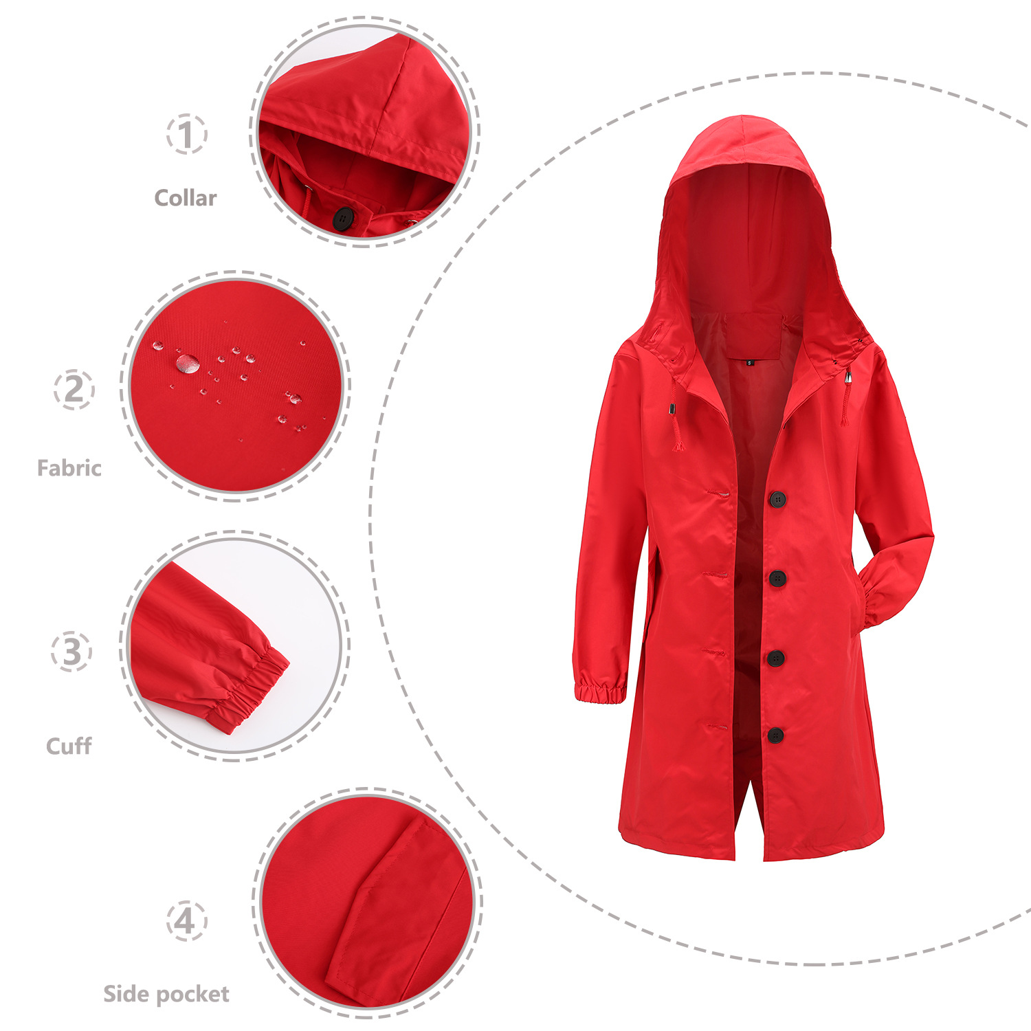 Hooded Women Windbreaker Long  - Trench Coat Formal ulasan dan harga