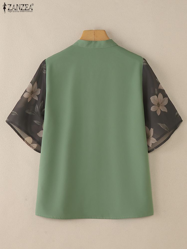 Women's Blouses Elegant Floral - Silk Blouse Button ulasan dan harga