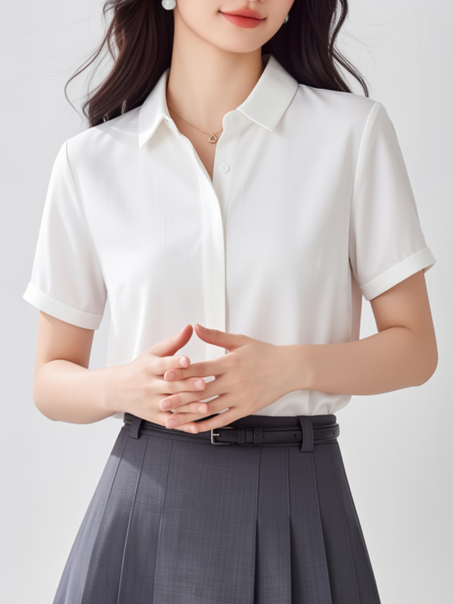 White V-Neck Short Sleeve Chif - Women'S Formal Wear Cardigan ulasan dan harga