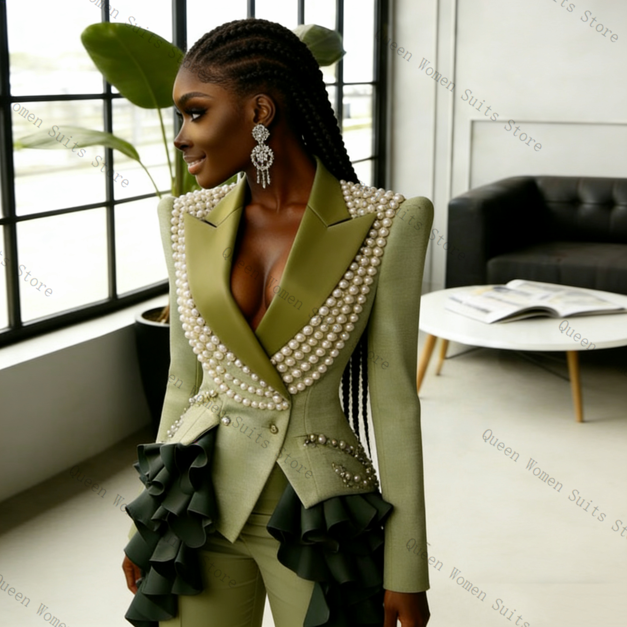 Luxury Pearls Women Suit Pants - Women Formal Wear Coat ulasan dan harga